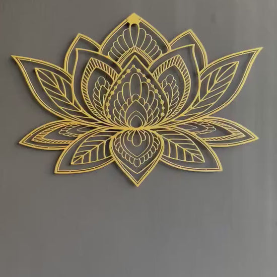 Gold Mandala Lotus Wall Art, Lotus Metal Wall Art, Gold Metal Wall Art, Yoga Studio Decor, Large Wall Decor, Modern Living Room Decor