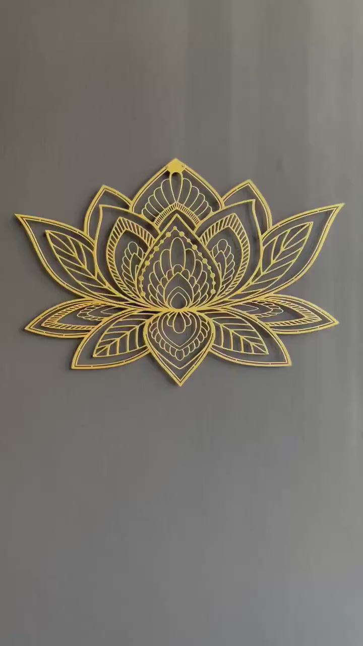 Gold Mandala Lotus Wall Art, Lotus Metal Wall Art, Gold Metal Wall Art, Yoga Studio Decor, Large Wall Decor, Modern Living Room Decor