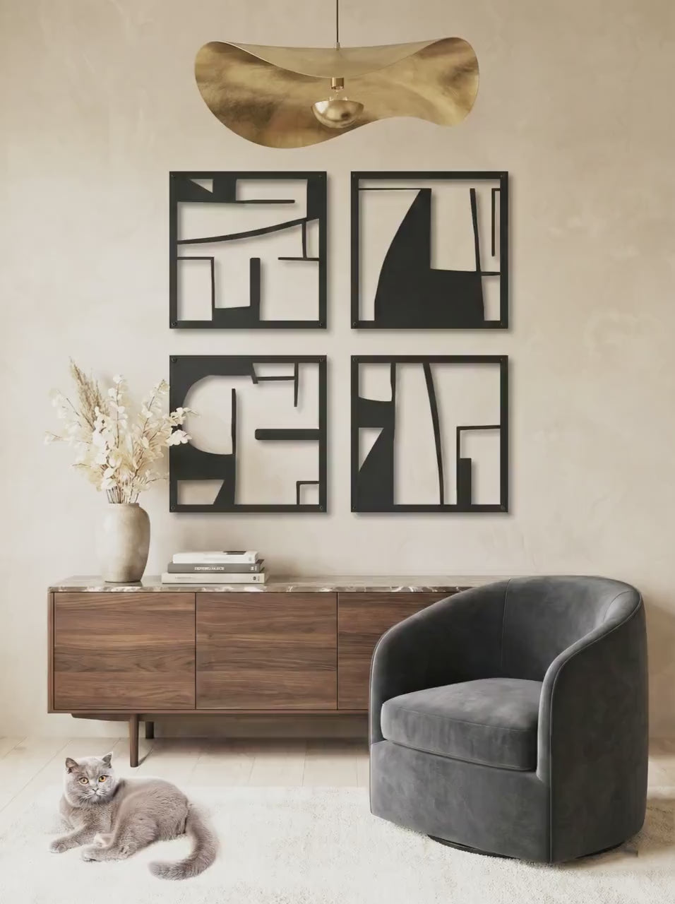 Luxury Abstract Metal Wall Art Set - Modern Decor for Hotel Lobbies, Offices & High-End Interiors