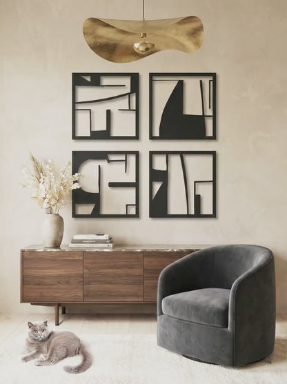 Luxury Abstract Metal Wall Art Set - Modern Decor for Hotel Lobbies, Offices & High-End Interiors