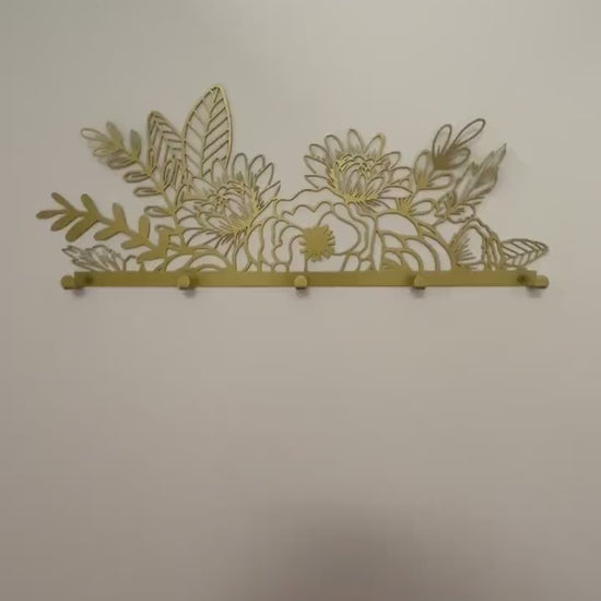 Wall Mounted Flower Metal Hanger, Metal Coat Rack, Entryway Coat Hanger, Metal Wall Hooks, Floral Wall Hanger