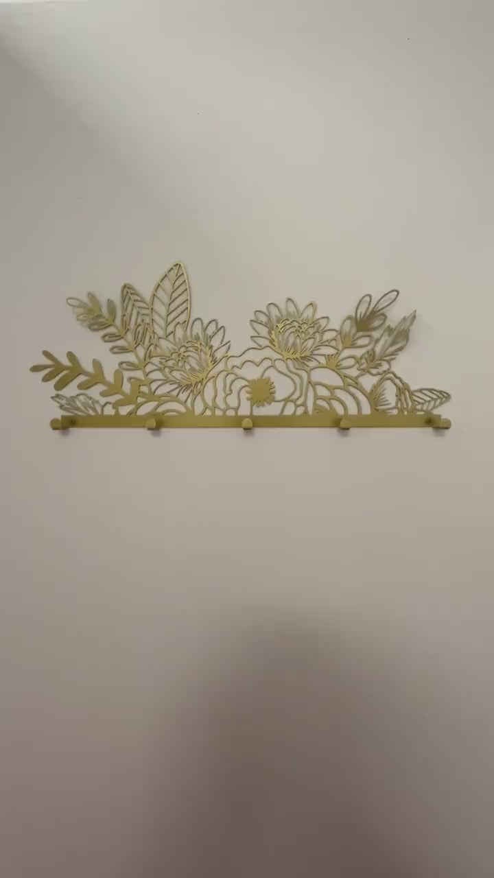 Wall Mounted Flower Metal Hanger, Metal Coat Rack, Entryway Coat Hanger, Metal Wall Hooks, Floral Wall Hanger