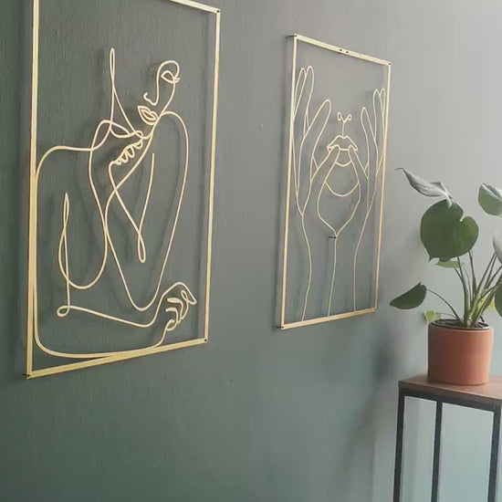 Woman Body Wall Art, Gold Metal Wall Art, Elegant Living Room Decor, Gift For Home,  Minimal Living Room Decor, Unique Wall Decor,