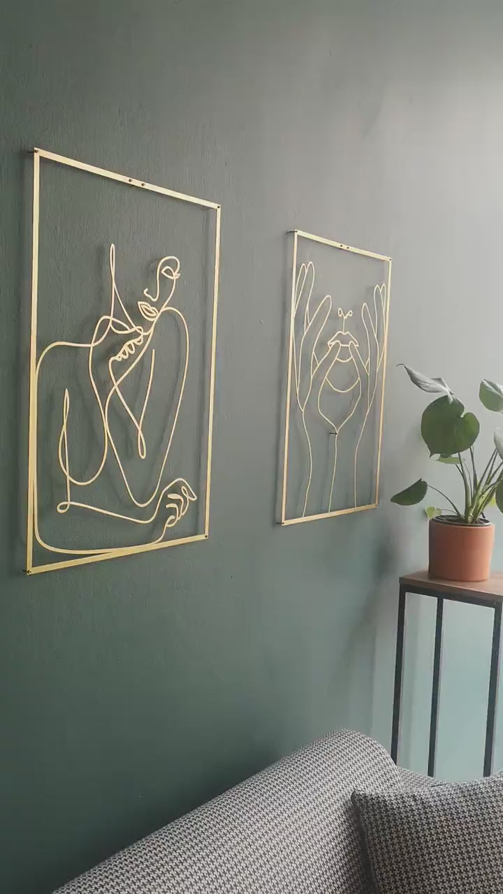 Woman Body Wall Art, Gold Metal Wall Art, Elegant Living Room Decor, Gift For Home,  Minimal Living Room Decor, Unique Wall Decor,