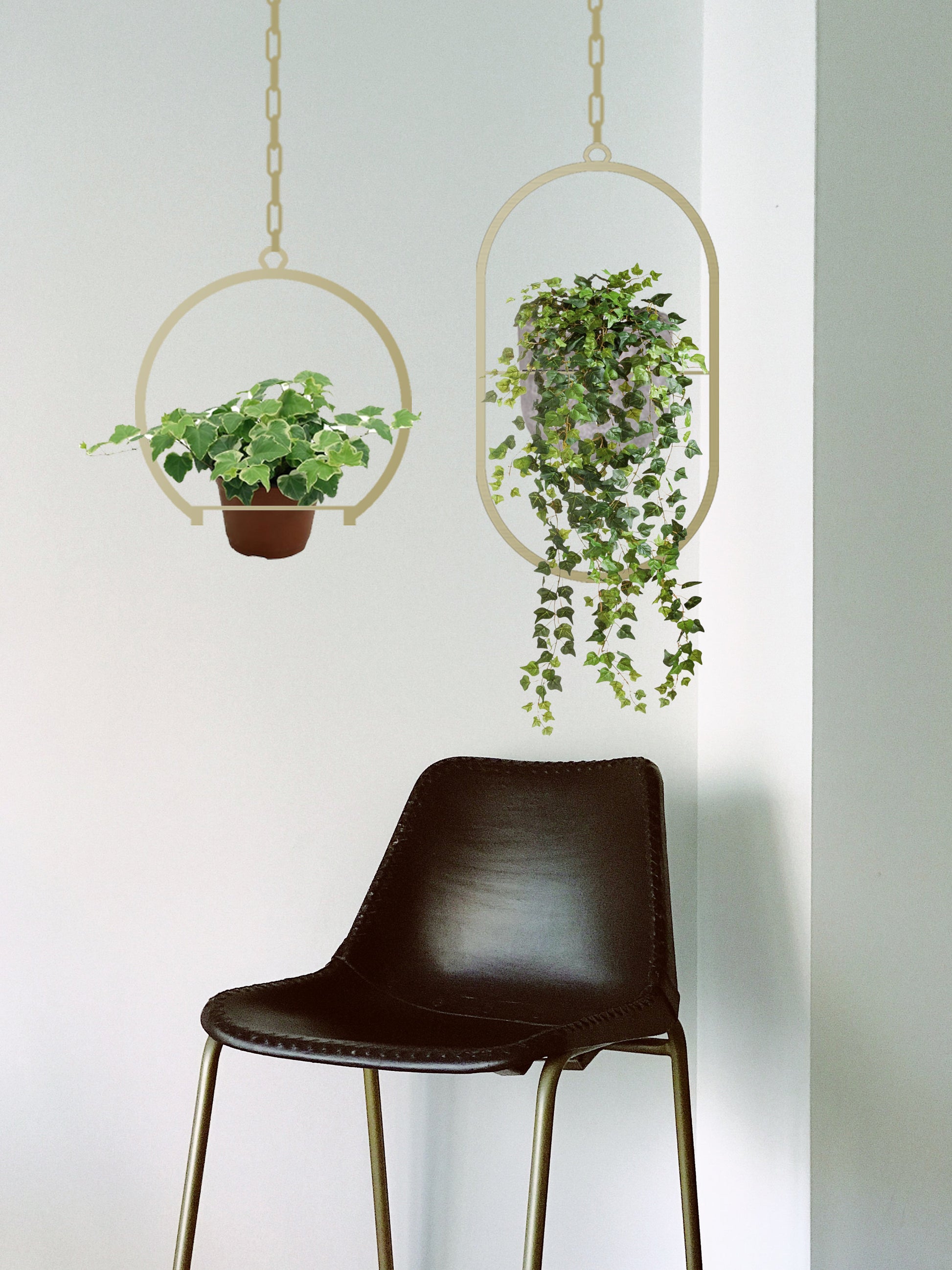 Gold Circular Hanging Planter Set - BlackIvyCrafts
