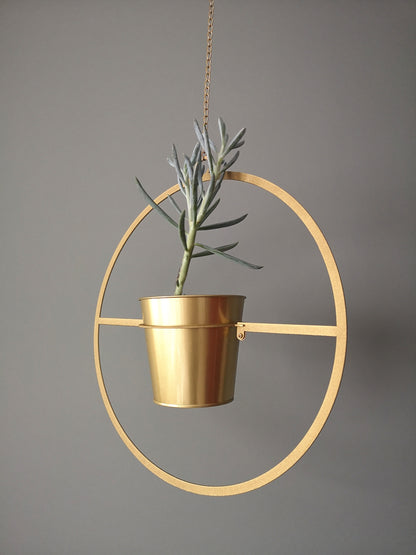 brass orbit hanging planter Circle Hanging Planter Set