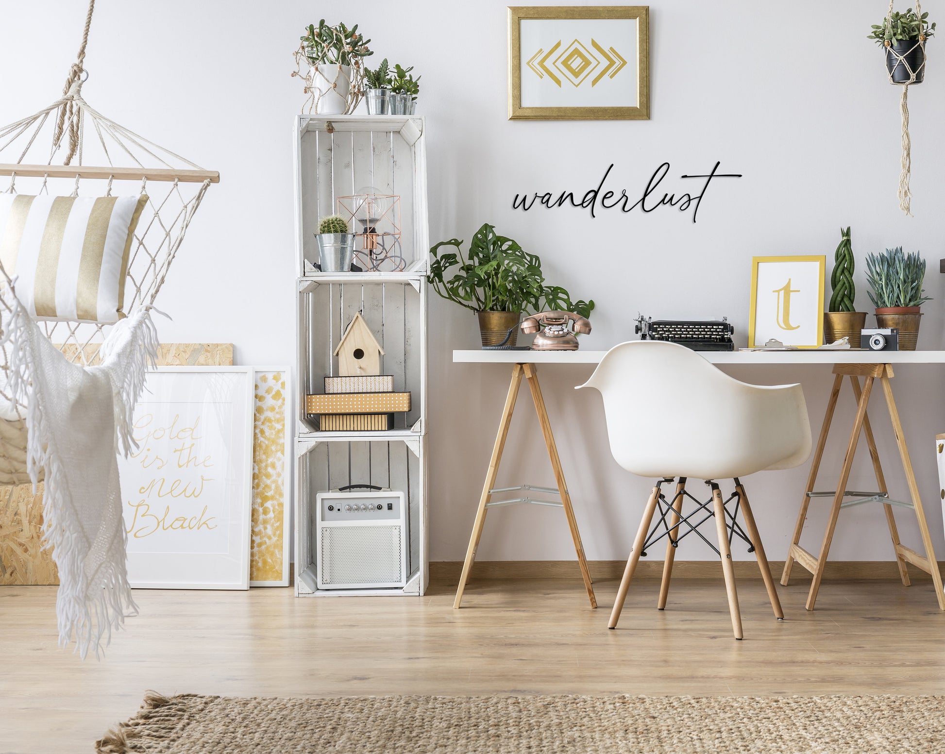 Wanderlust Metal Wall Sign - BlackIvyCrafts