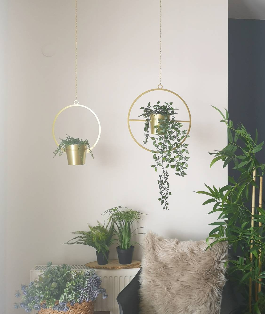 Gold Circle Plant Hanger Set - BlackIvyCrafts