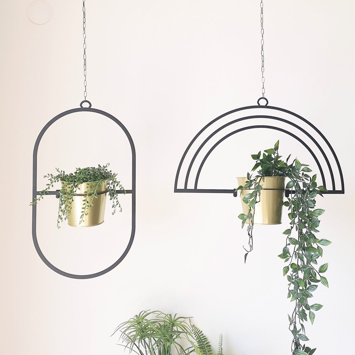 Rainbow Metal Hanging Planter Set - BlackIvyCrafts