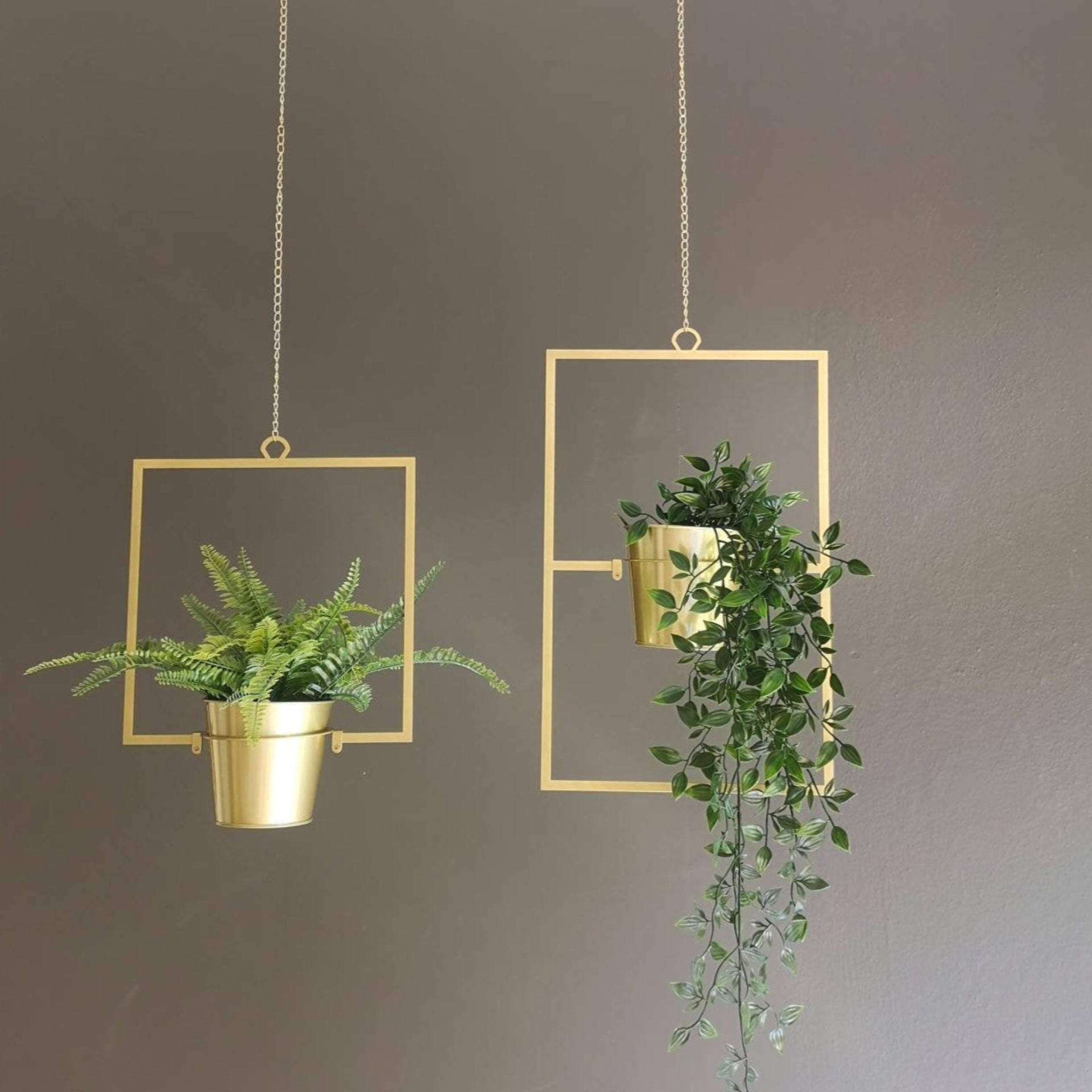 raj gold hanging planter Set of 2 Hanging Gold Planters
