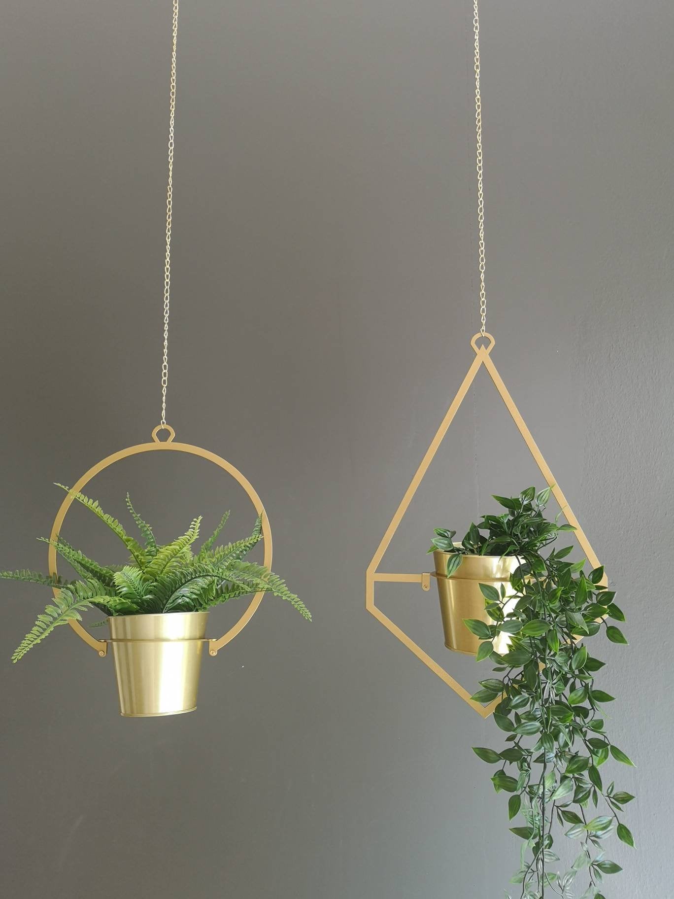 Gold Geometric Metal Planter Set - BlackIvyCrafts