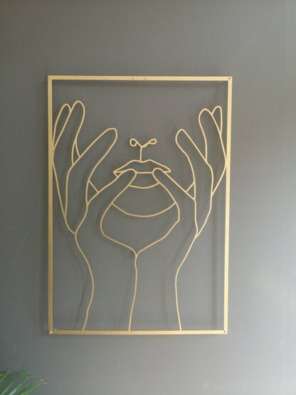 Hand On Face Gold Wall Art W193 - BlackIvyCraft