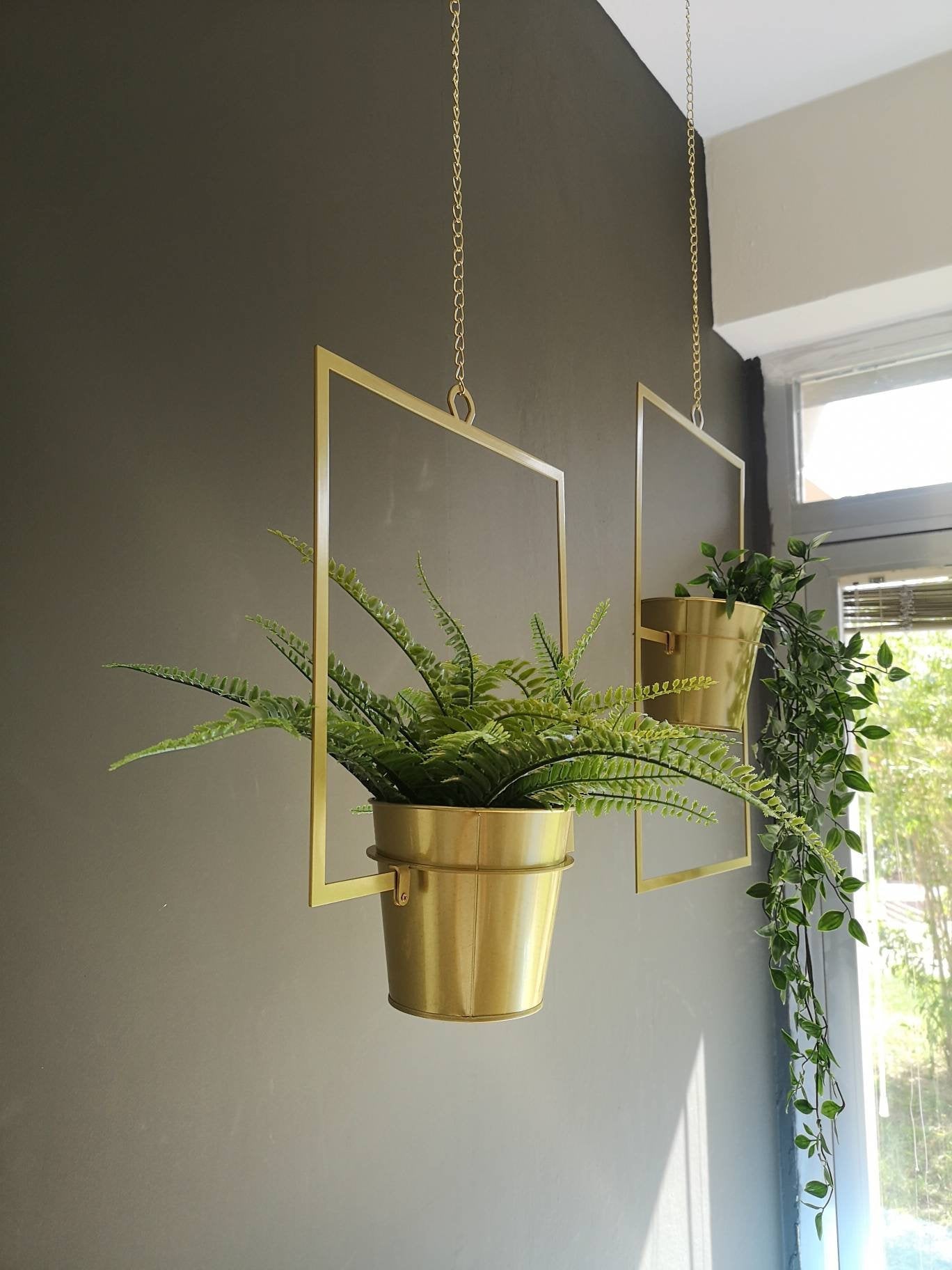 Gold Indoor Hanging Planter - BlackIvyCrafts