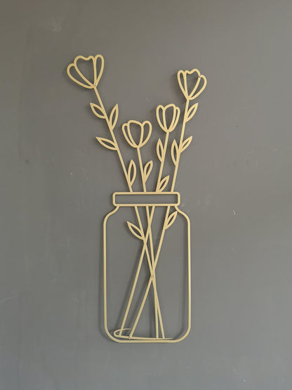 Flower in Vase Metal Wall Decor Set - BlackIvyCrafts