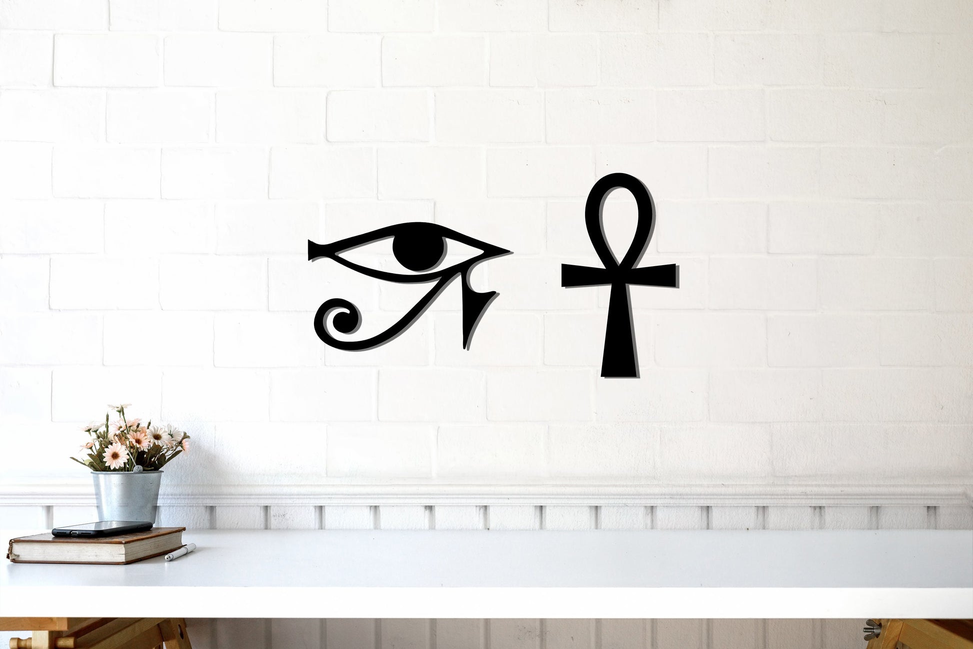 Nefertiti Metal Art, Ankh and Eye of Horus, Ankh Symbol, Gold Wall Decor, Egyptian Gold Wall Art, Unique Wall Decor