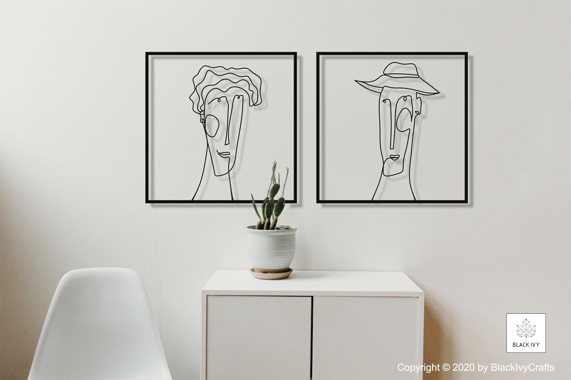 Couple Metal Wall Art Set - BlackIvyCrafts