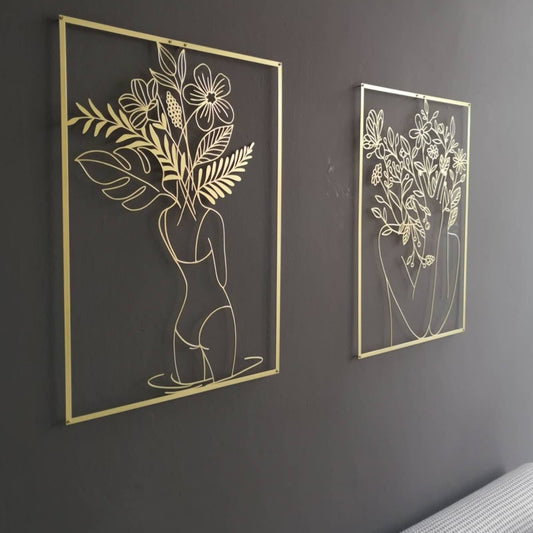 Gold Female Metal Wall Art Set - BlackIvyCraft