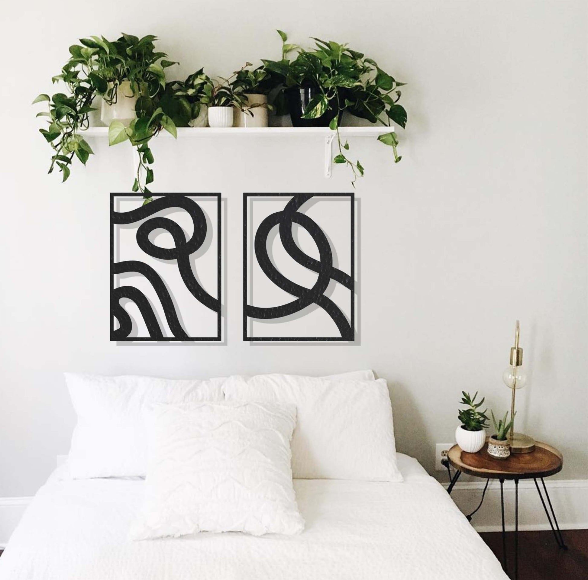 Minimalist Large Wall Art, Gold Wall Decor Set, Above Bed Decor, Modern Metal Sign, Unique Wall Decor, Mid-Century Modern