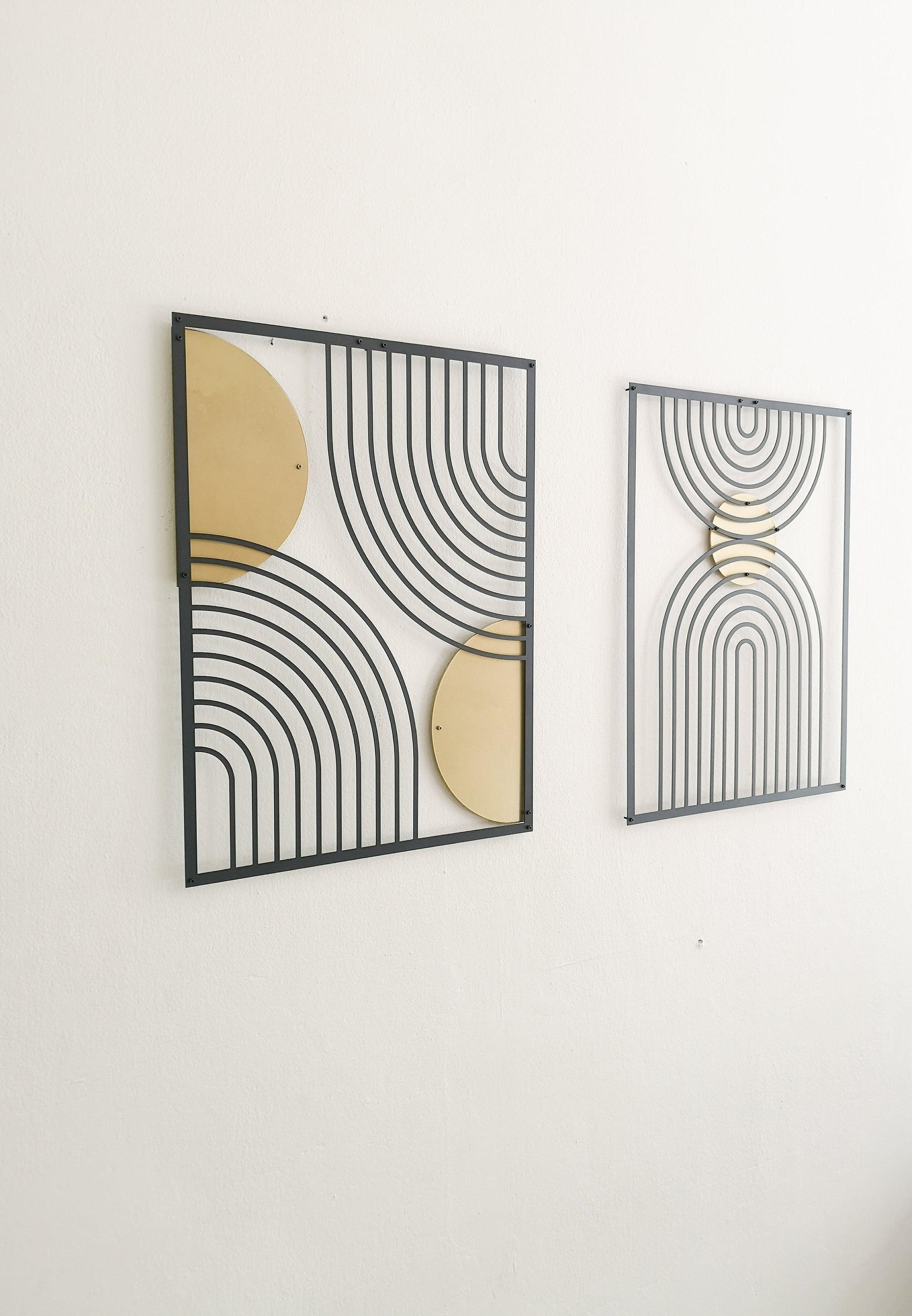 Geometric Rainbow Modern Art, Metal Wall Art Set, Mid-Century Decor, Modern Living Room Decor, Abstract Wall Art, Minimalist Wall Art