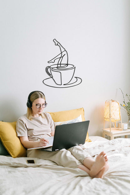 Woman Legs Metal Wall Decor, Coffee Metal Wall Decor, Cafe Wall Art, Modern Coffee Corner Decor, Woman Wall Decor, Gift for Her