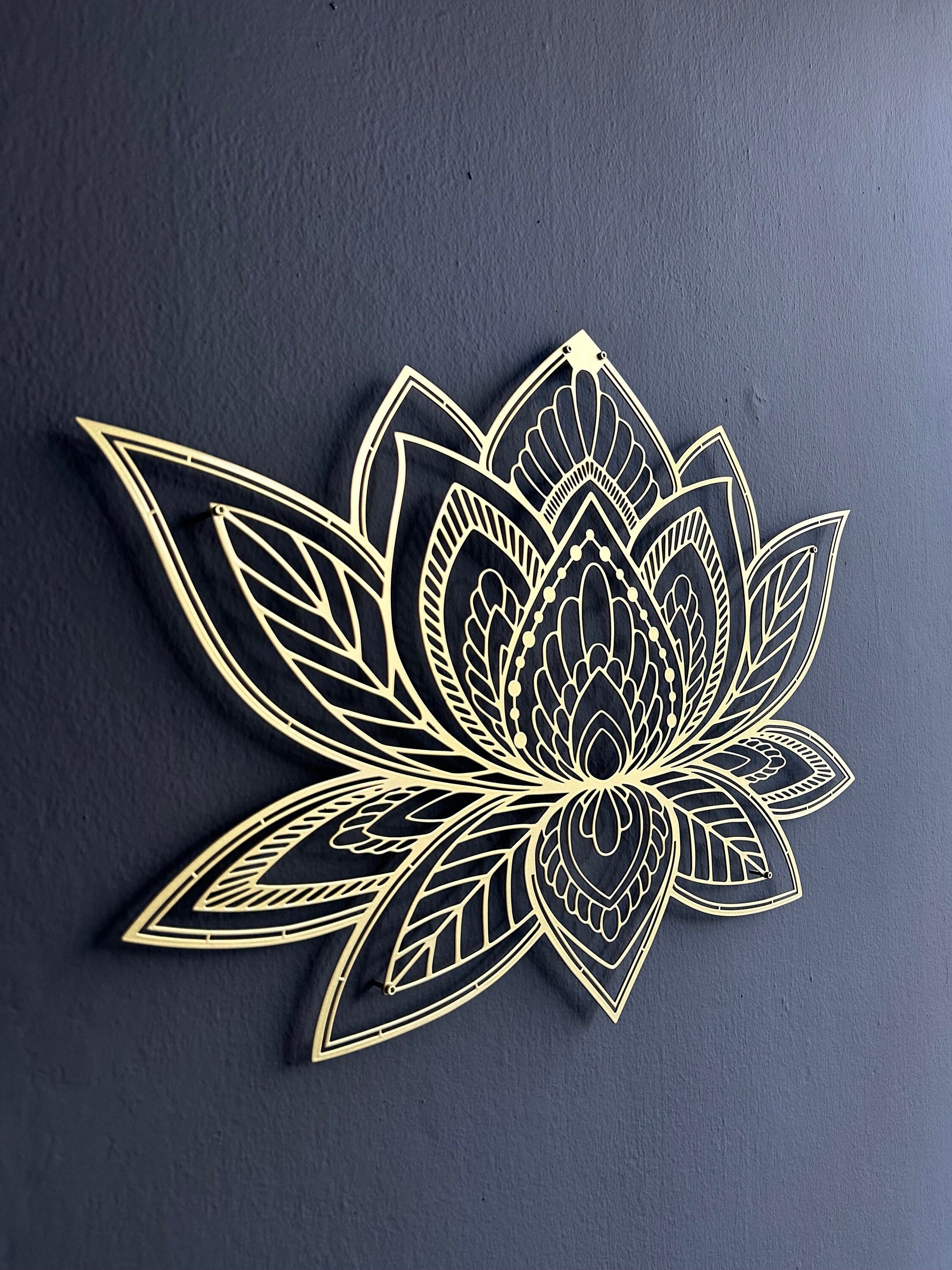 Gold Mandala Lotus Wall Art, Lotus Metal Wall Art, Gold Metal Wall Art, Yoga Studio Decor, Large Wall Decor, Modern Living Room Decor