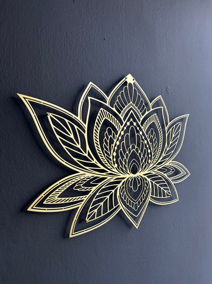 Gold Mandala Lotus Wall Art, Lotus Metal Wall Art, Gold Metal Wall Art, Yoga Studio Decor, Large Wall Decor, Modern Living Room Decor