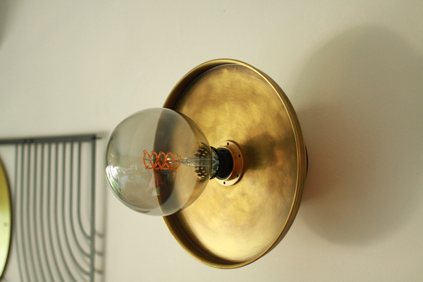 Brass Minimal Wall Sconce, Ceiling Flush Mount light, Aged Brass Ligting, Minimal Cafe Sconce, Elegant Sconce