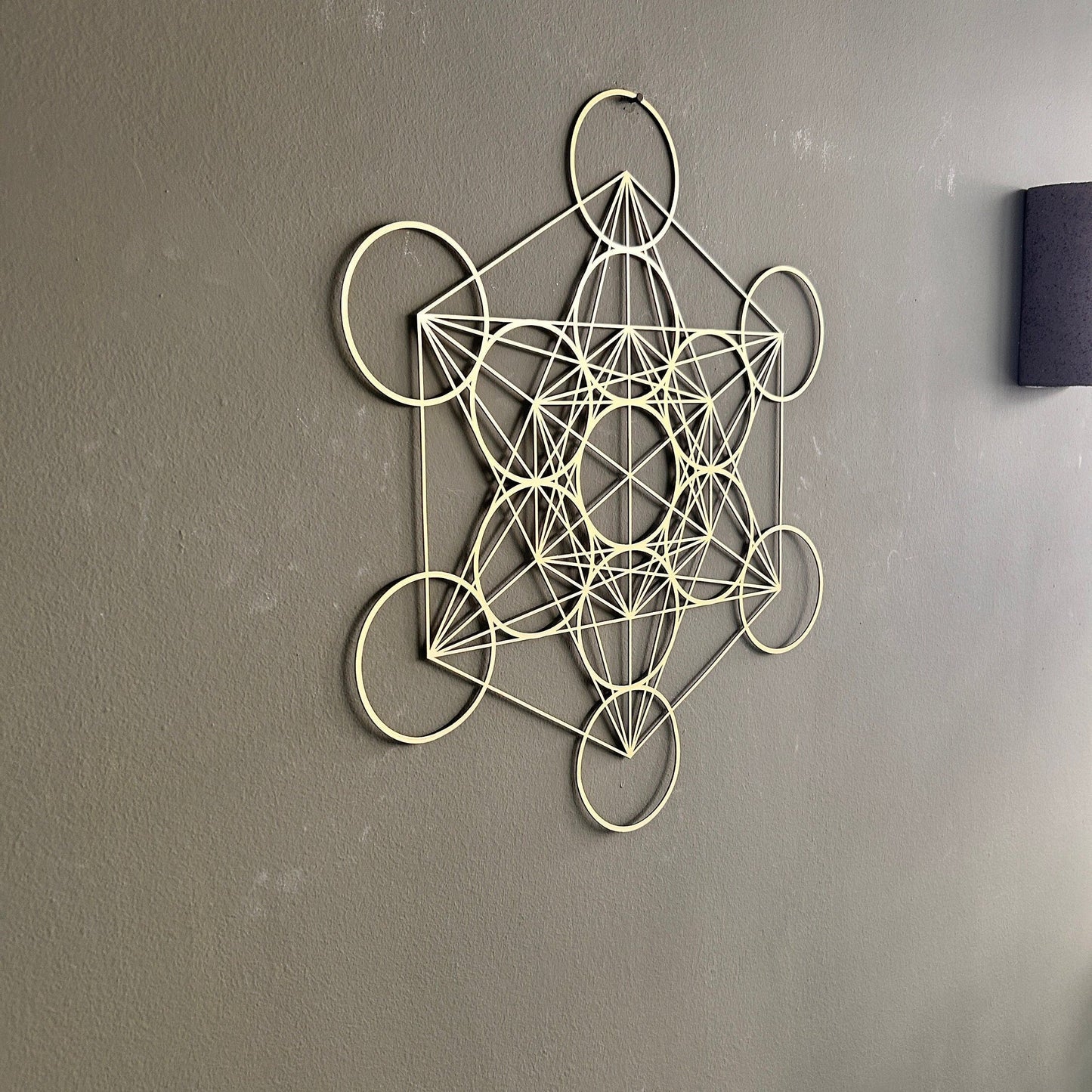 Metatrons Cube Metal Art, Gold Sacred Geometry Wall Decor, Sacred Geometry Wall Hangings, Yoga Center Art, Metal Wall Sign