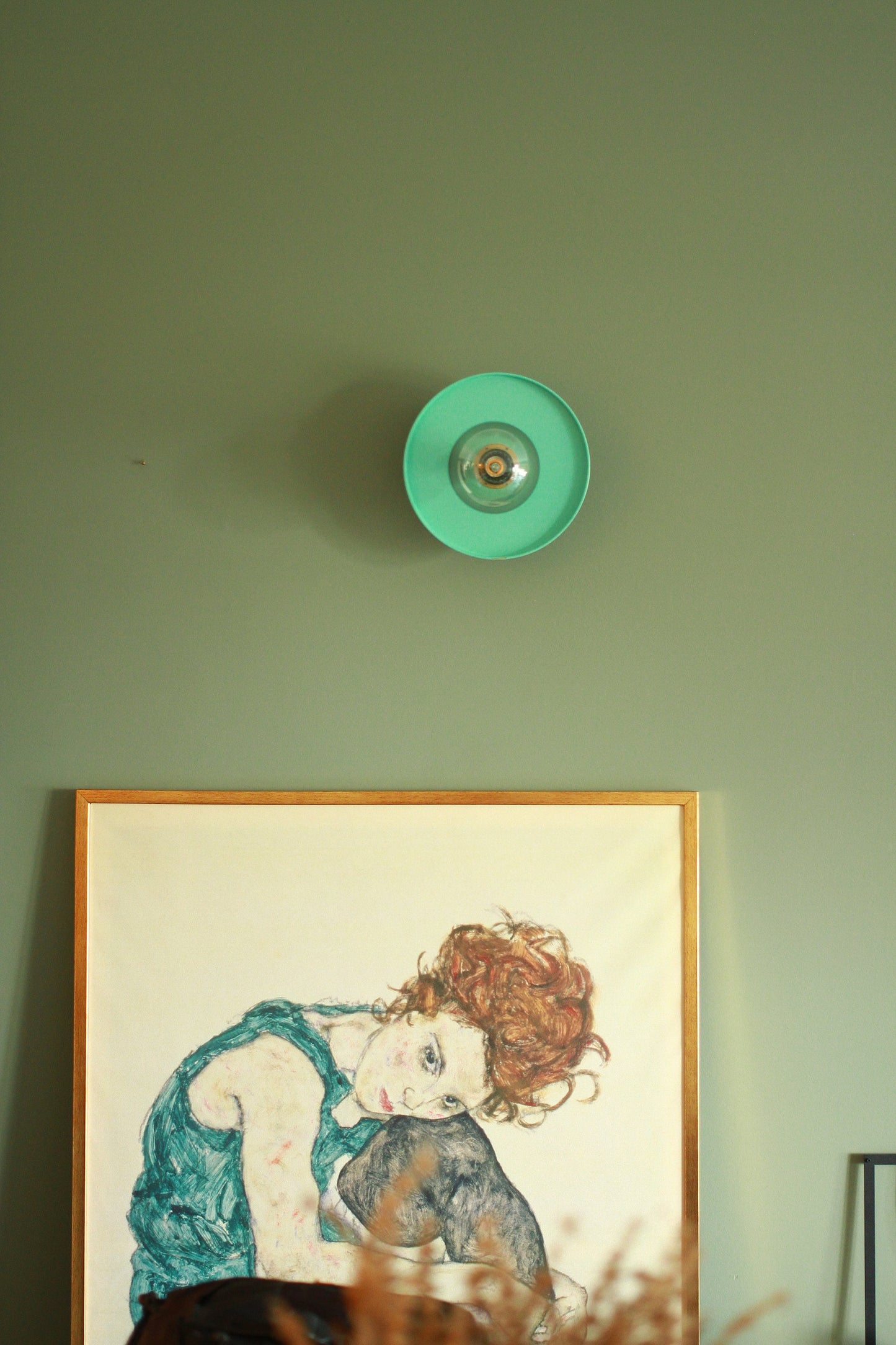 Green Minimal Wall Sconce, Ceiling Flush Mount light, Minimal Cafe Sconce, Elegant Sconce